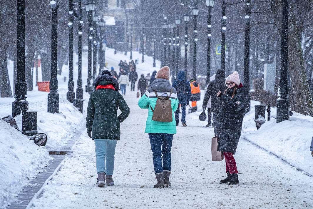 горожане зимой